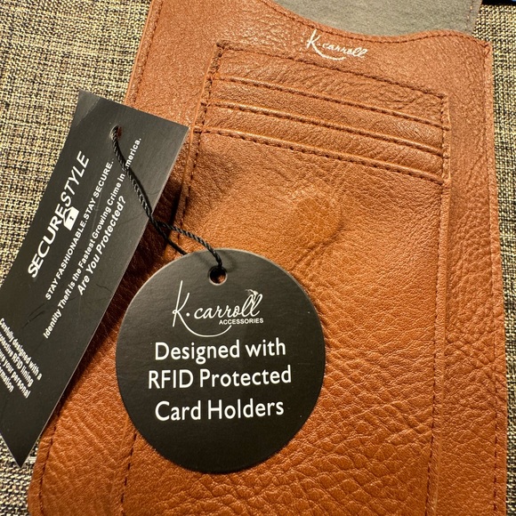K Carroll Crossbody Phone Purse Carmel  With RFID Card Holders NWT Harper Bag - Picture 12 of 16